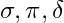 \sigma, \pi, \delta