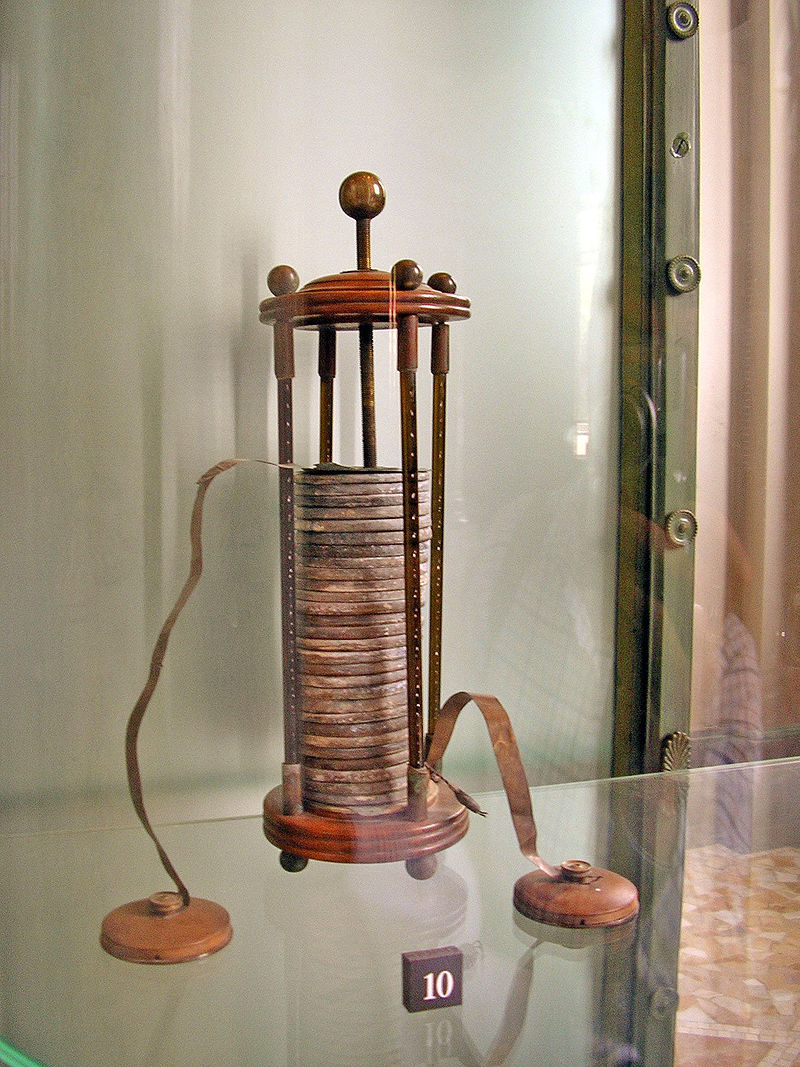 A voltaic pile on display in the Tempio Voltiano (the Volta Temple) near Volta's home in Como.