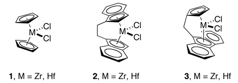 An image consisting of 3 chemical structures involving the Kaminsky catalyst.